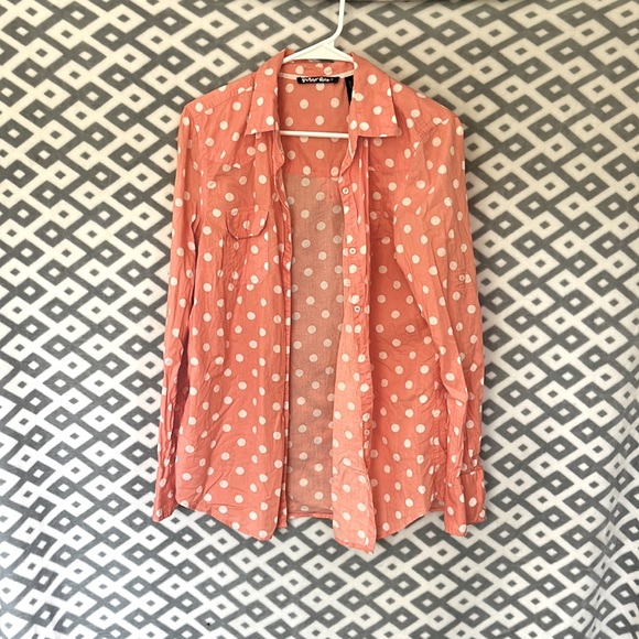 Planet Gold Peach Polka-Dot Button Down - Picture 1 of 3